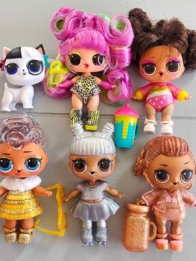 MGA LOL Surprise! Doll / Mixed Pet Lot of 6 Collection Mini Dolls Silver Gold